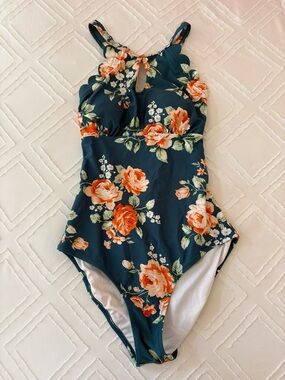 CUPSHE teal floral swimsuit